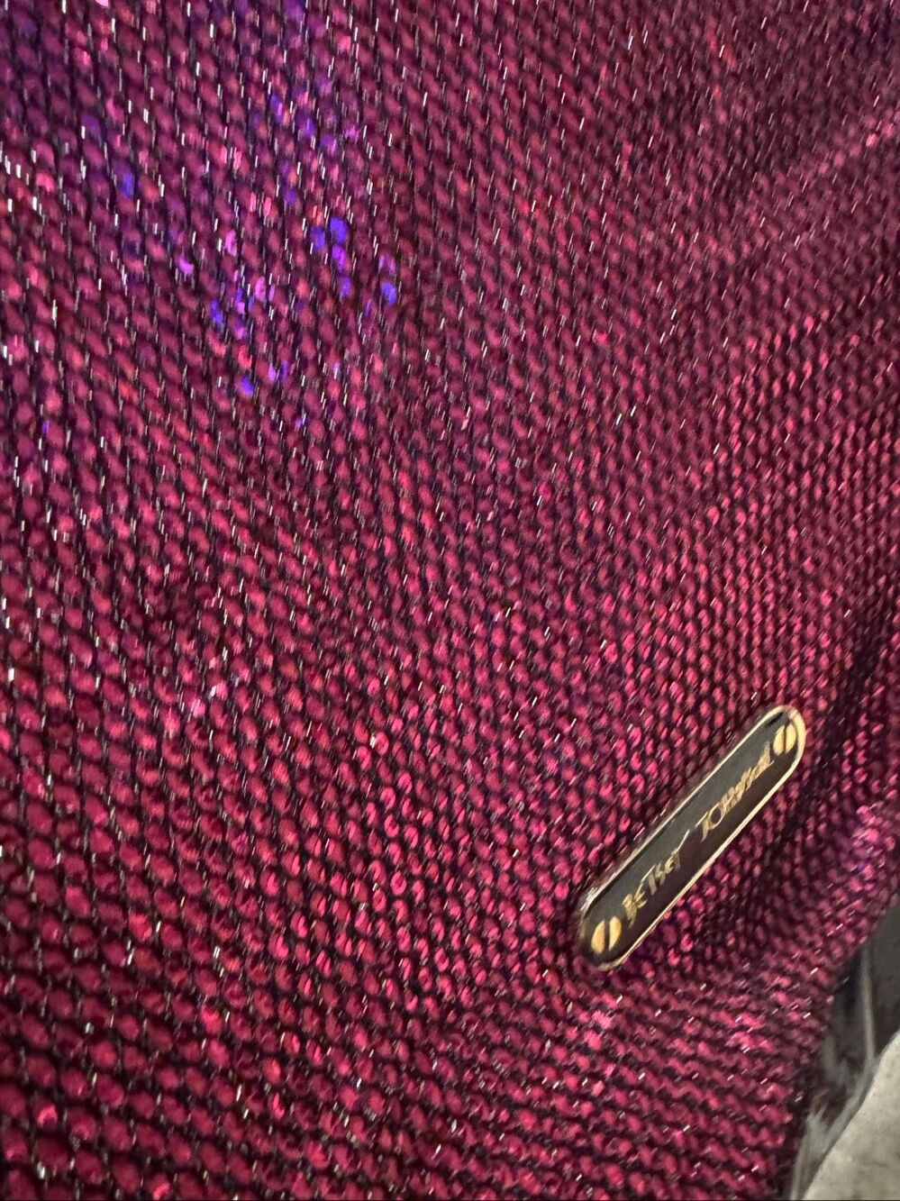 Vintage betsey johnson pink & black sequin fishnet mesh tote bag purse satchel - Picture 8 of 10